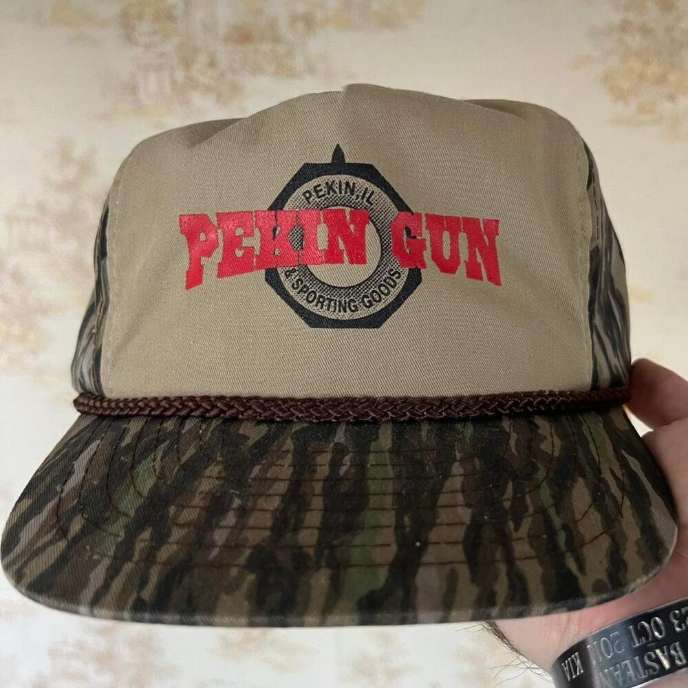 Vintage 80s Pekin Gun Hat | Trebark Camo Roper Snapback | OSFA